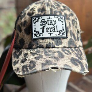 Animal Print Pony Tail Stay Feral Patch Cap Hat OS
